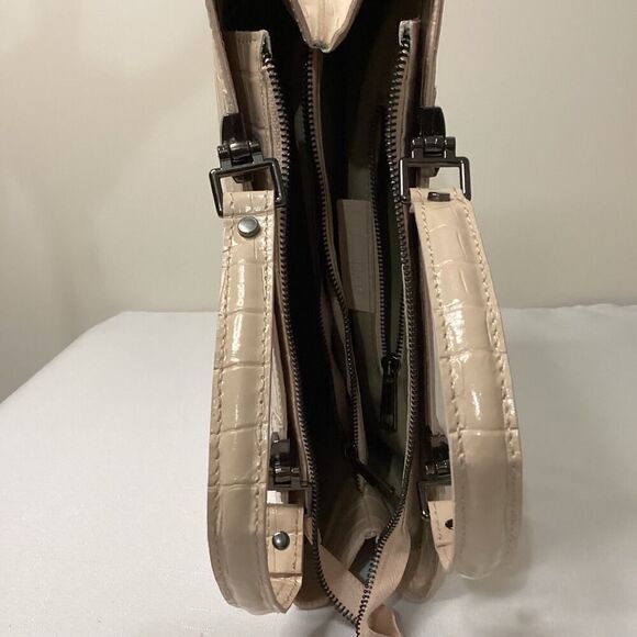 Divina Firenze Croc Embossed Beige Handbag - Picture 1 of 15